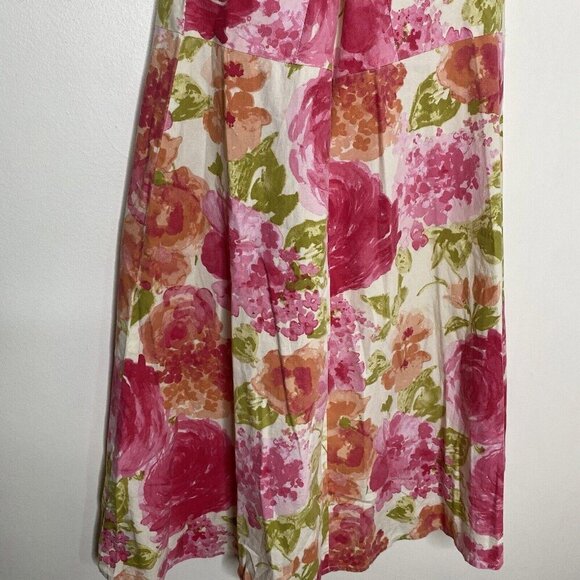 Peep Studio Y2k Pink Orange Floral Cotton Midi Dress Tea Size Large - Picture 11 of 13
